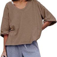 Damen lässiges Sweatshirt mit überschnittenen Ärmeln und lockerer Passform WW