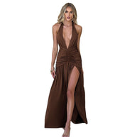 Damen Abendkleid mit tiefem V-Ausschnitt und seitlichem Schlitz WW