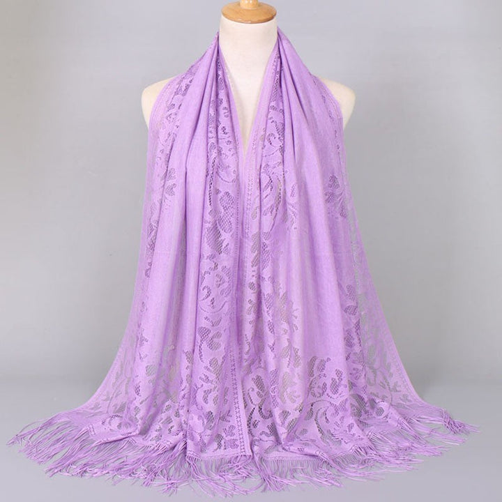 Damen Langer Spitzen-Schal mit fransten Abschlüssen W&W Mode