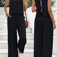 Damen lässiger Jumpsuit mit schickem Rückenausschnitt und weitem Bein WW