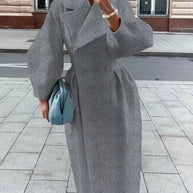 Damen Maximaler Oversized Mantel mit Schulterschultern und Doppelreihe WW