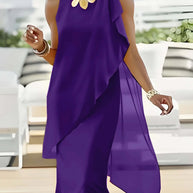 Damen asymmetrisches Chiffonkleid mit raffiniertem Rüschendetail WW