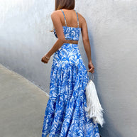 Damen Sommerliches Crop Top und Maxi Rock Set WW