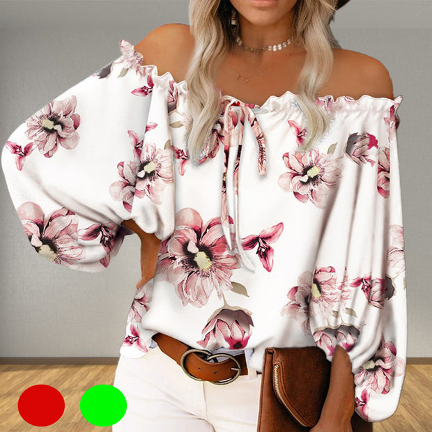 Damen Off-Shoulder-Bluse mit Blumenmuster WW