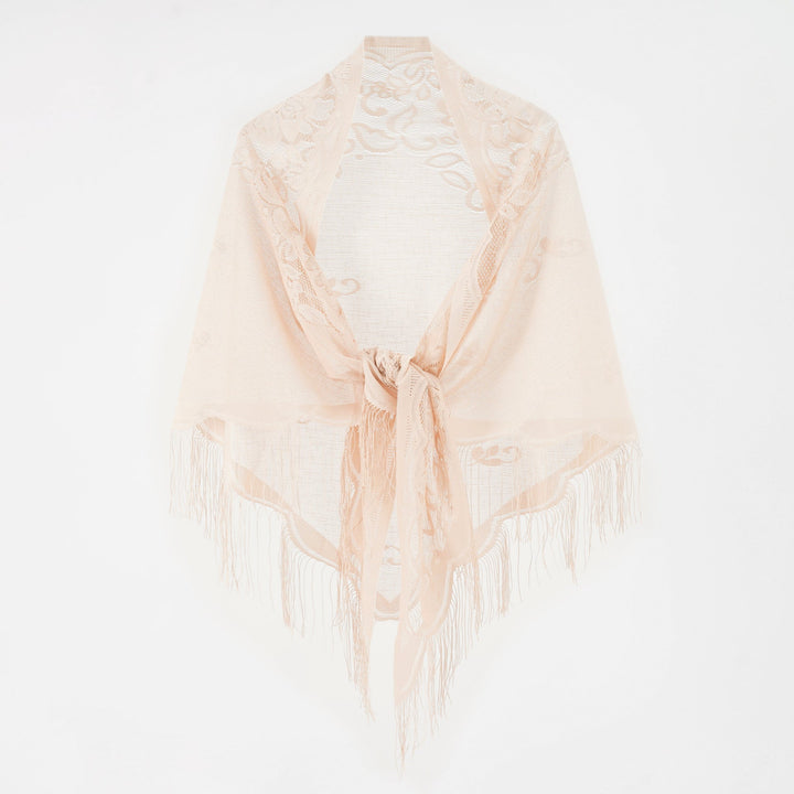 Damen Eleganter Chiffon-Schal mit kunstvollen Fransen W&W Mode