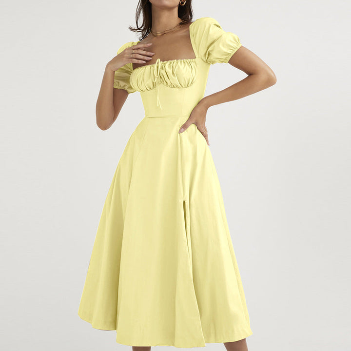 Damen Off-Shoulder Maxikleid mit schmeichelndem Split und elastischem Oberteil W&W Mode