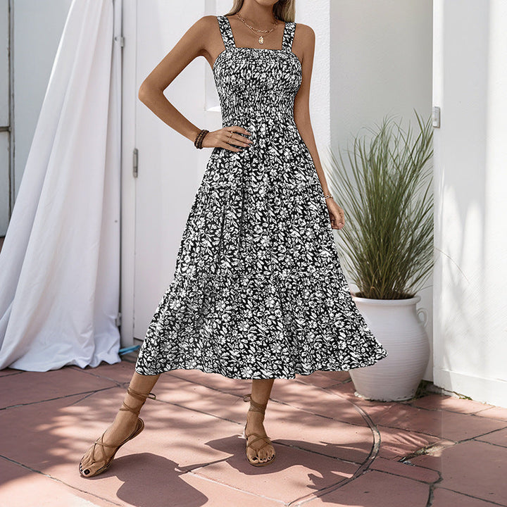 Damen Boho Maxikleid mit verstellbaren Trägern und floralem Design W&W Mode