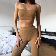 Damen Strick-Loungewear-Set mit elegantem Knopfdetail und figurbetontem Schnitt WW