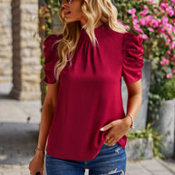 Damen Elegantes Oberteil mit gerafften Puffärmeln WW