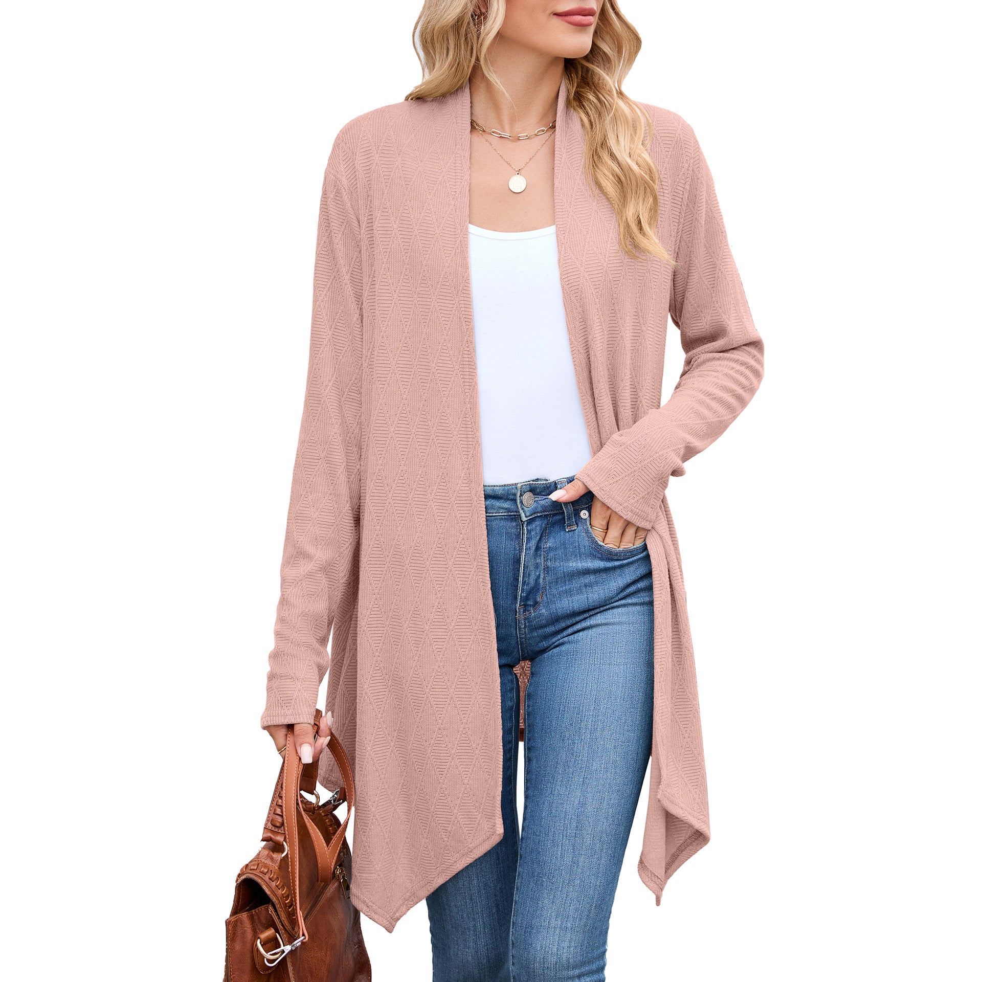 Damen Strickjacke mit asymmetrischem Schnitt und Strukturmuster WW