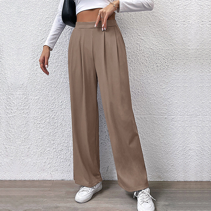 Damen weite Chinohose mit elegantem Faltenwurf und hohem Bund WW