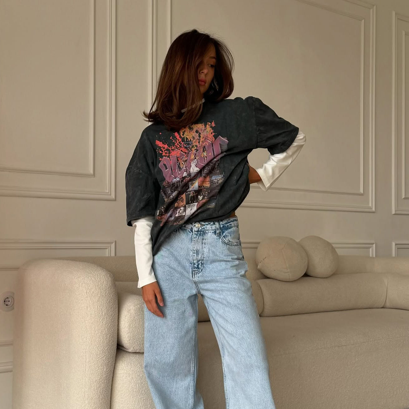 Damen bequemes Oversized T-Shirt mit lässigem Schnitt und einzigartigem Finish WW