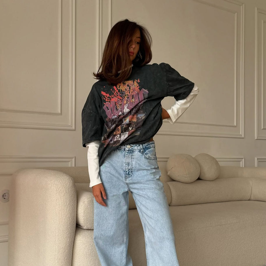 Damen bequemes Oversized T-Shirt mit lässigem Schnitt und einzigartigem Finish WW