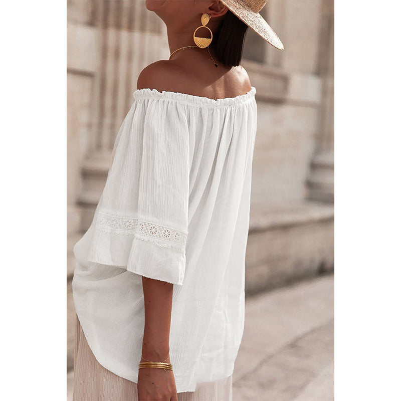 Damen Off-Shoulder Bluse mit bestickten Details WW