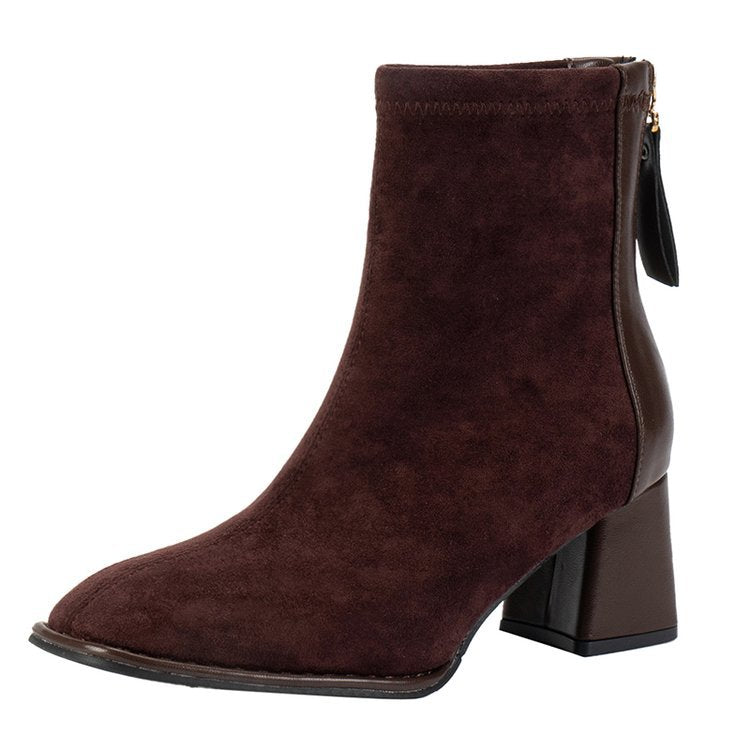 Damen Stiefeletten mit elegantem Blockabsatz und weichem Obermaterial W&W