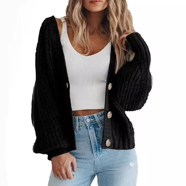 Damen Strickjacke mit grobem Muster und modischem Schnitt WW