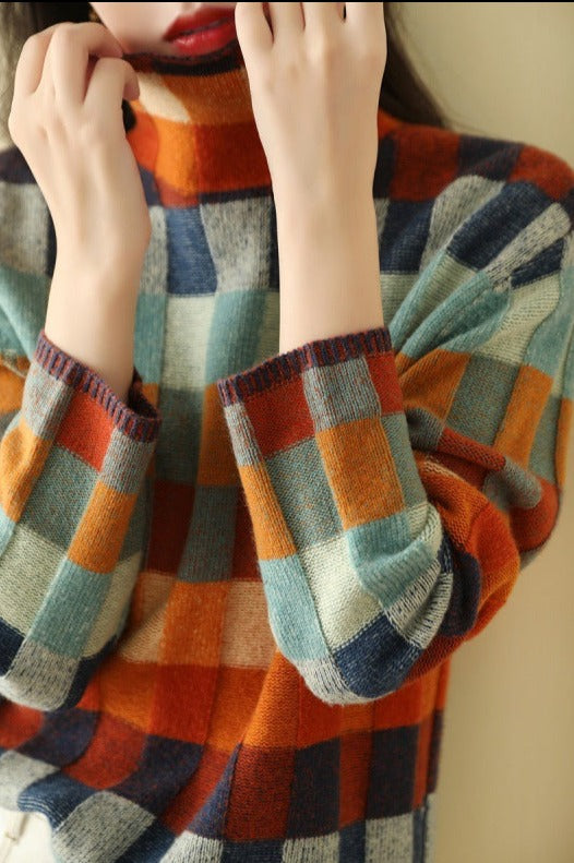 W&W Mode - Eleganter Print Rollkragenpullover