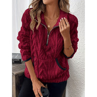 Damen Bequemer Hoodie mit hochschließendem Reißverschluss und praktischen Taschen WW