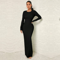 Damen Elegantes langärmliges Maxikleid W&W