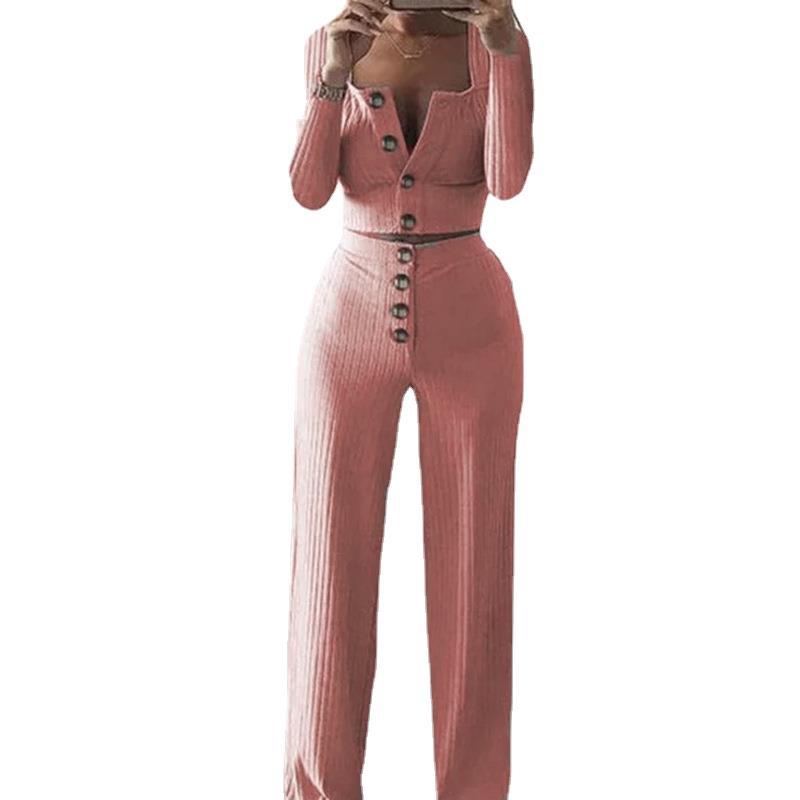 Damen Strick Set mit Knopfdetail WW