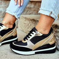 Damen Modische Sneaker mit edlem Metallic-Detail und sportlicher Sohle W&W