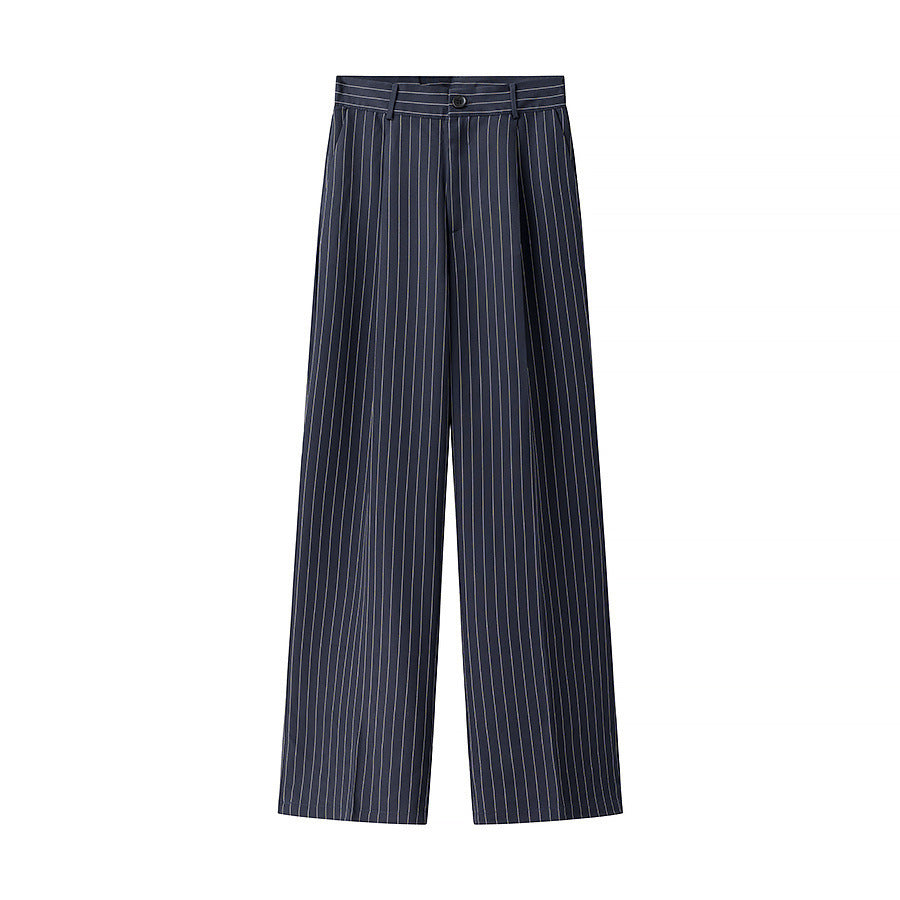 Damen weite Hochbund-Hose mit eleganten Streifen WW