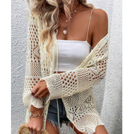 Damen Strick-Cardigan mit offenen Maschen und Binde-Detail WW