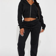 Damen Relaxed-Fit Sweat-Set mit Kapuze und weiten Hosen WW