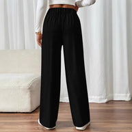 Damen weite High-Waist Hose mit eleganten Knopfdetails WW