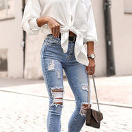 WW | Ripped Raw Edge Skinny Jeans
