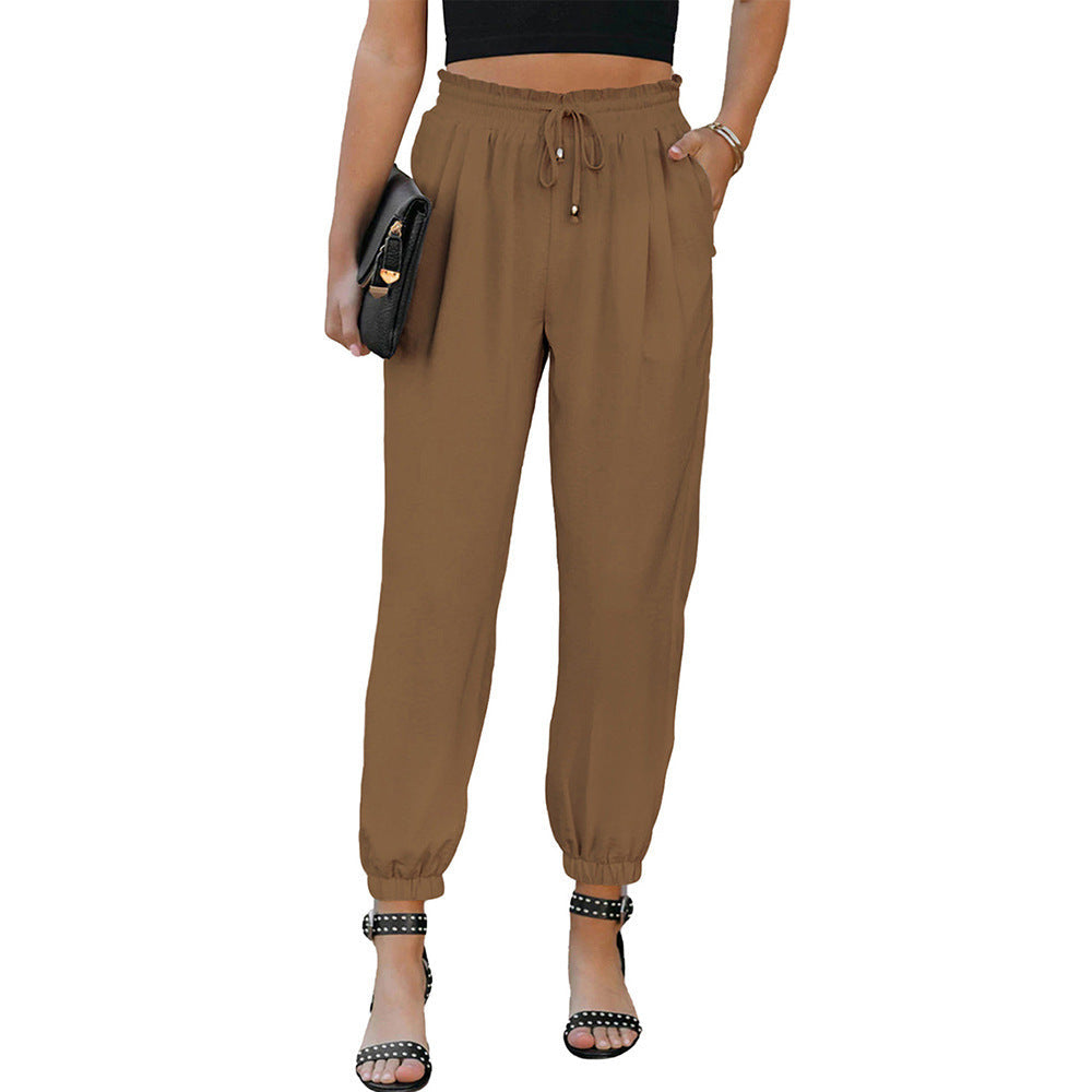 Damen lässige Freizeithose mit elastischem Bund und praktischen Taschen W&W Mode
