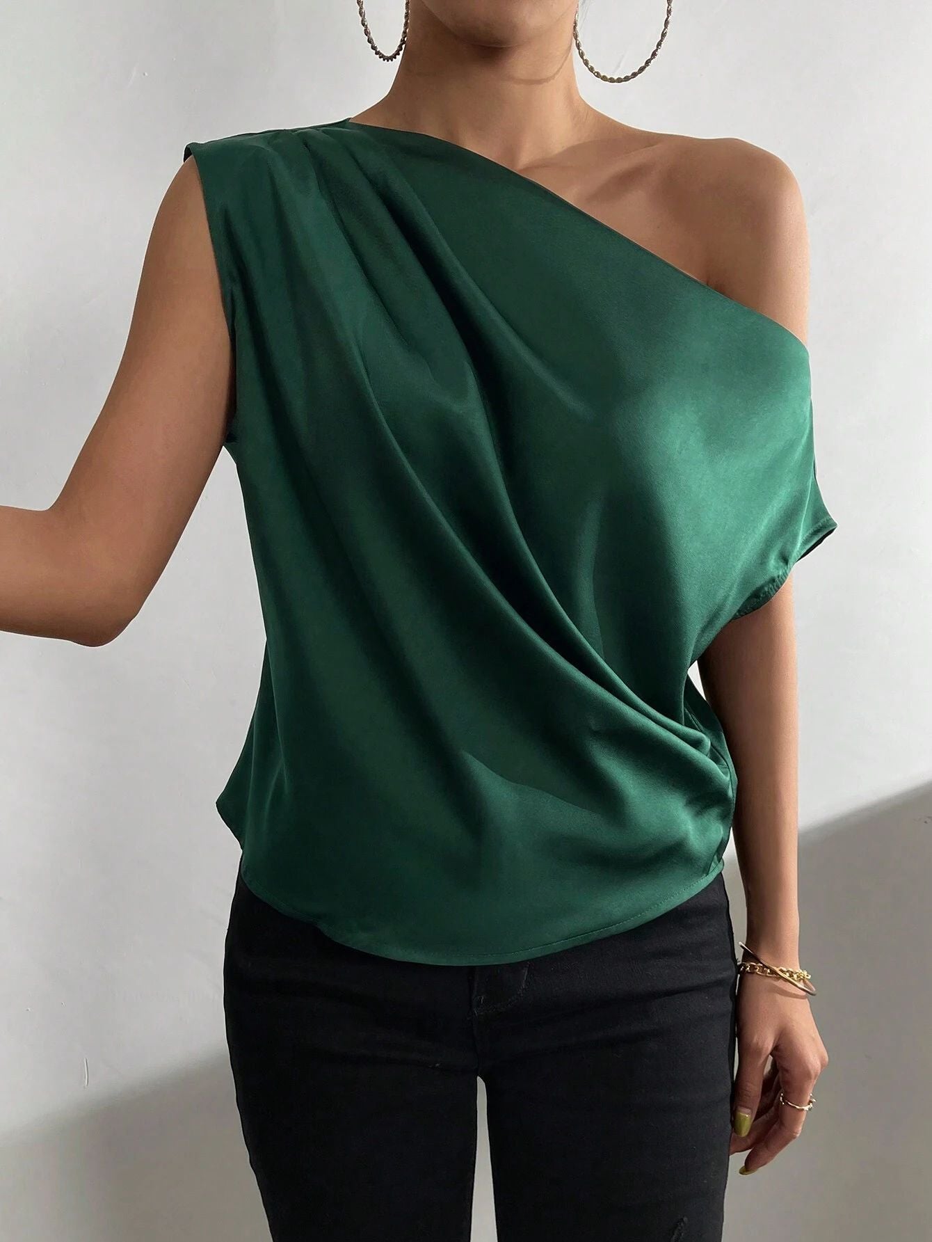 Damen asymmetrisches Top mit Drapierung und elegantem Schnitt WW