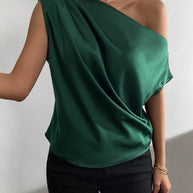Damen asymmetrisches Top mit Drapierung und elegantem Schnitt WW