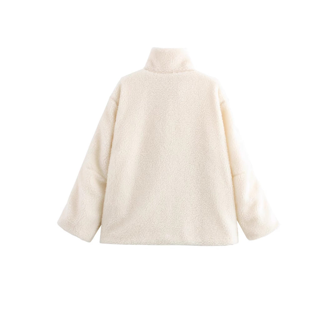 Damen Fleecejacke mit weichem Teddyfell und praktischen Taschen WW