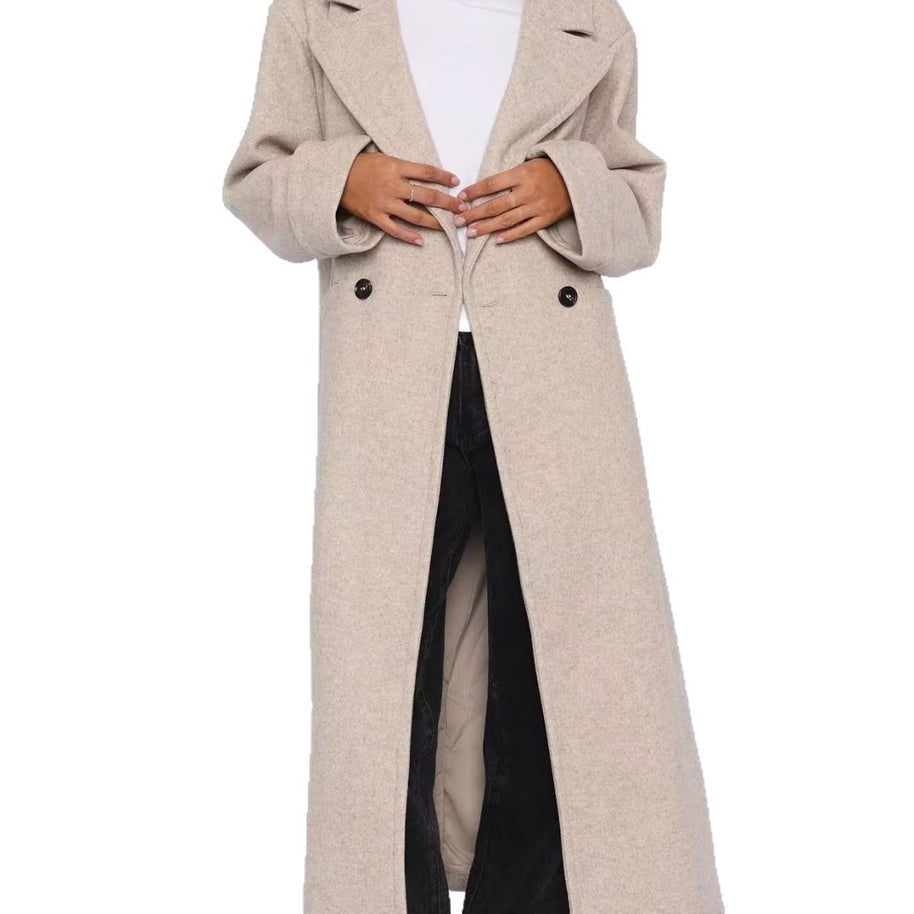 Damen Schicke Übergröße Wollmantel WW