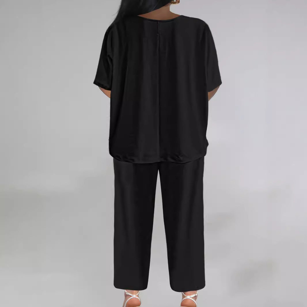 Damen eleganter Jumpsuit mit V-Ausschnitt und weitem Bein WW