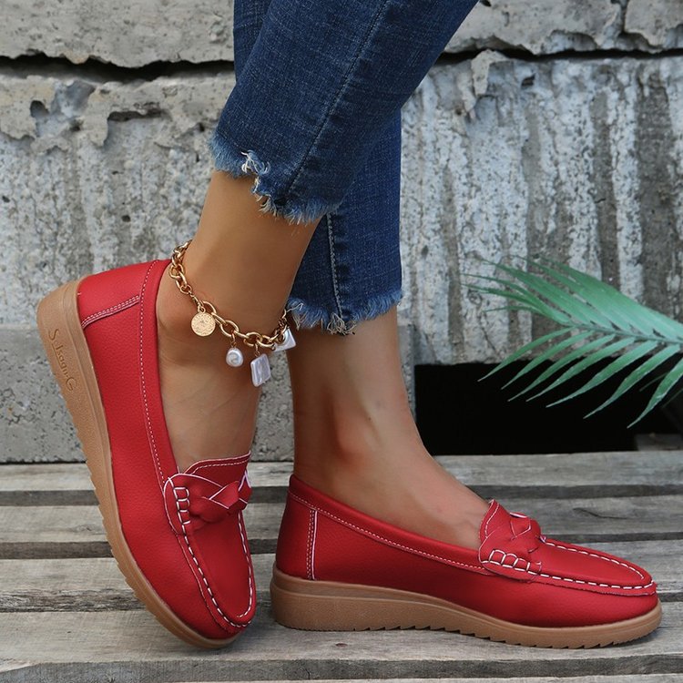 Damen Mokassins mit stilvoller Schleifenapplikation und rutschfester Sohle W&W Mode