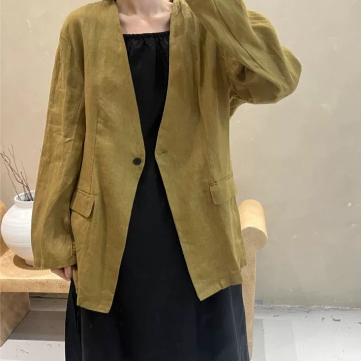 Damen Relaxed Fit Leinen Blazer WW