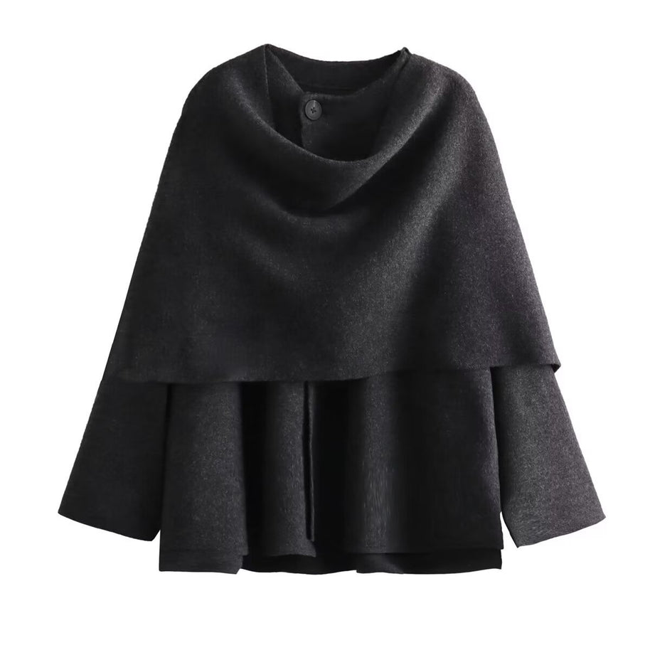 Damen asymmetrische ponchoartige Jacke aus weichem Material WW