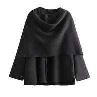 Damen asymmetrische ponchoartige Jacke aus weichem Material WW