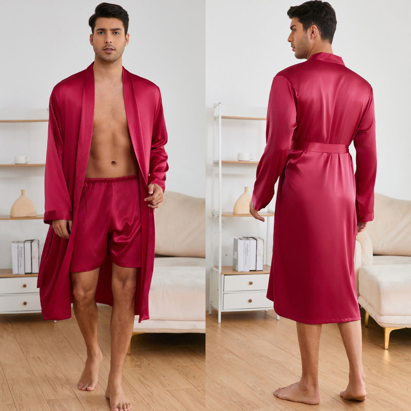 Herren Satin Morgenmantel mit luxuriösem Finish und praktischen Taschen WW