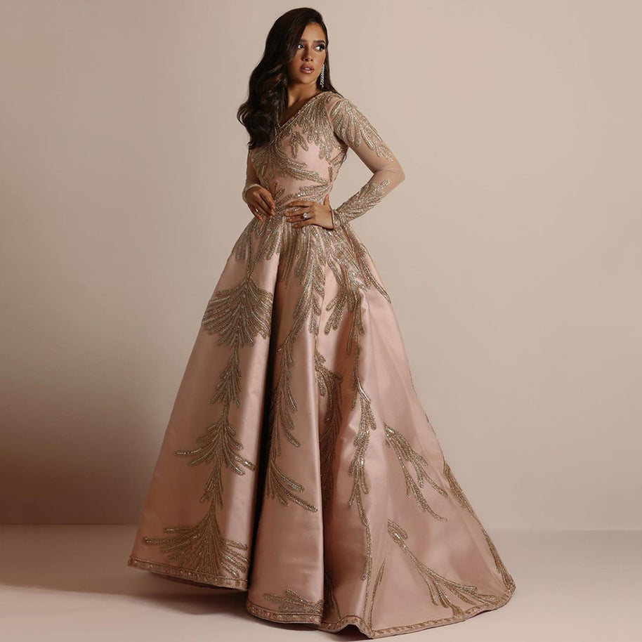 Damen Glamouröses Ballkleid mit feiner Paillettenverzierung und langem Schnitt WW