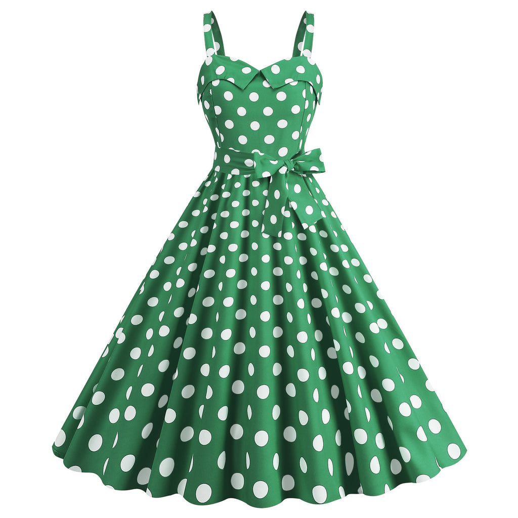 Damen Retro-Kleid mit Polka-Dot-Muster und taillierter Silhouette WW