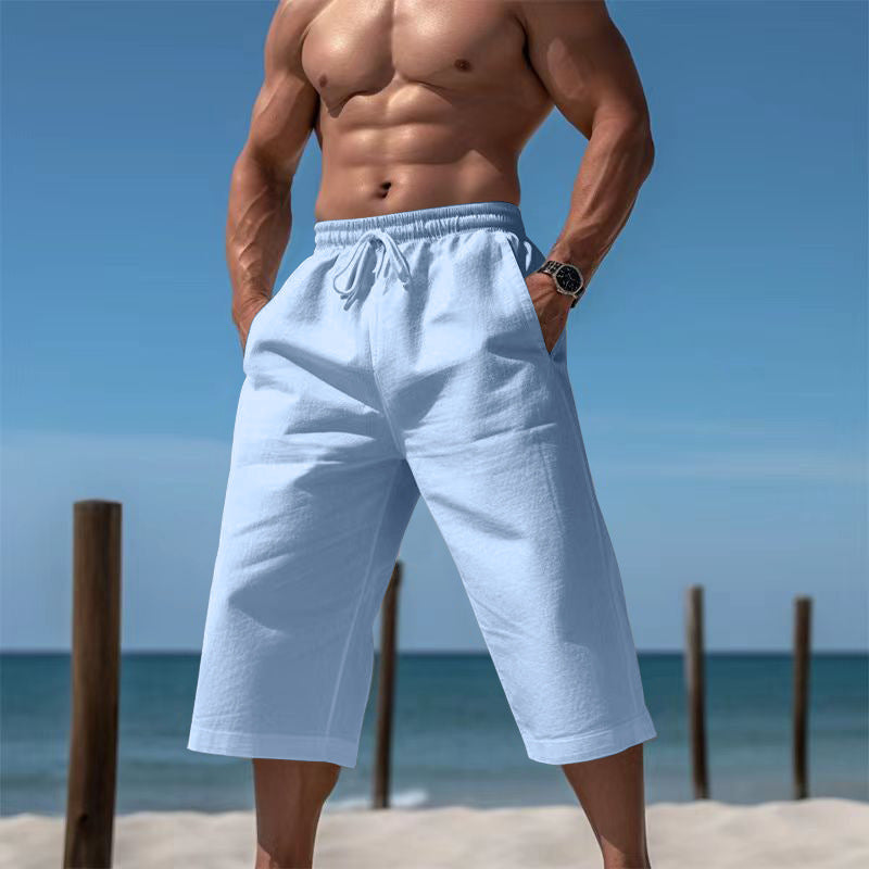 Herren nan lässige knielange Bermuda-Shorts mit elastischem Bund und Tunnelzug W&W Mode