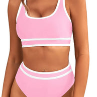 Damen Sportliches Bikini-Set mit breiten Trägern und hohem Schnitt WW