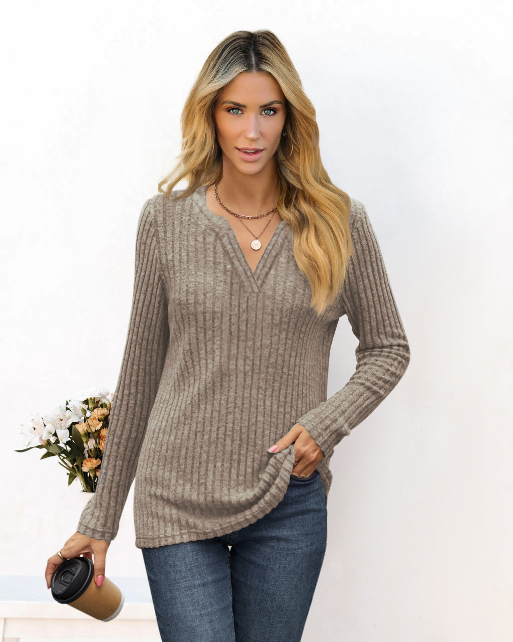 Damen gestreifter Pullover im lässigen Schnitt von W&W Mode