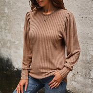 Damen Strickpullover mit eleganten Rüschendetails und strukturiertem Gewebe WW