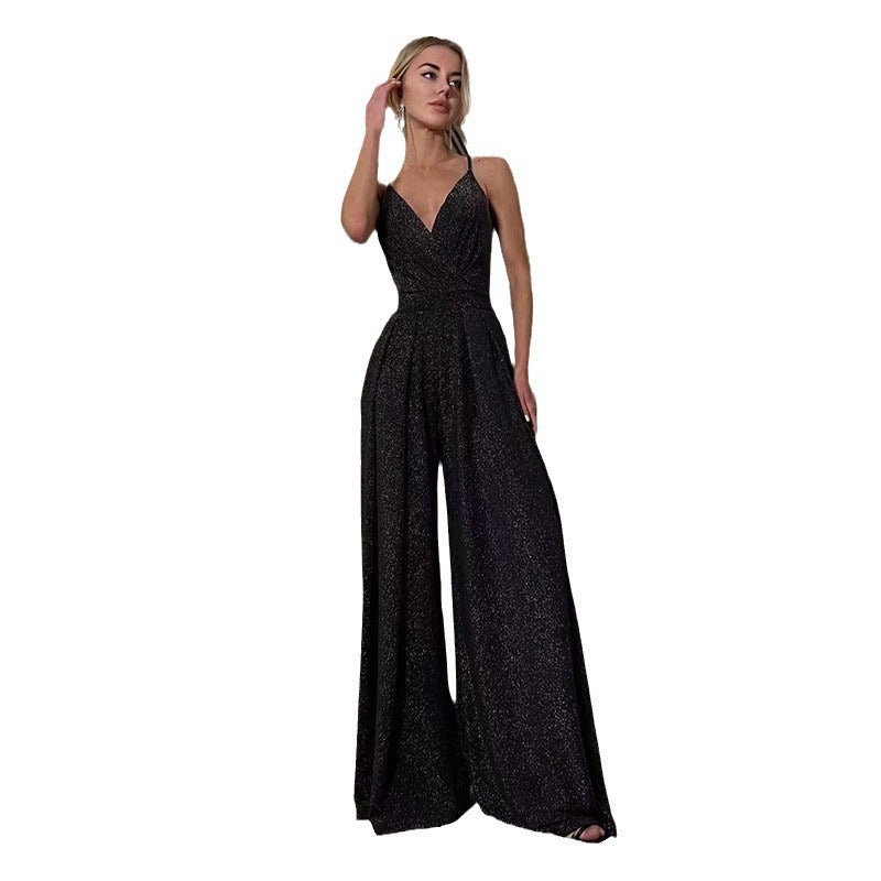 Damen Glamouröser Jumpsuit mit weitem Bein und schimmerndem Effekt WW