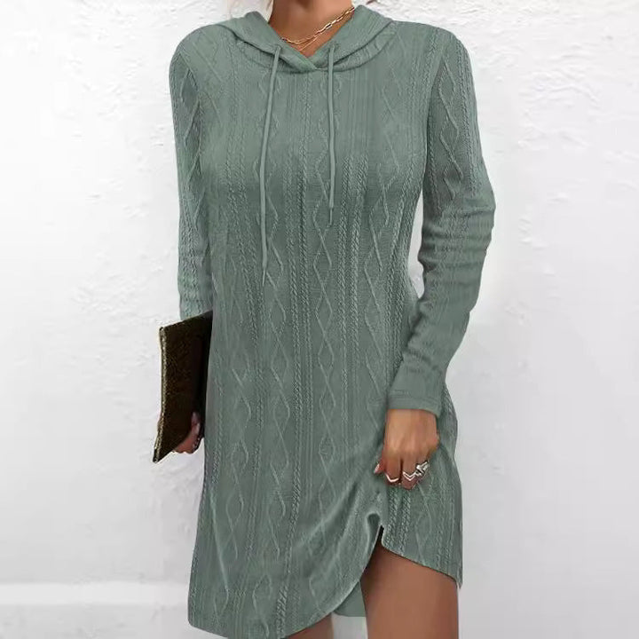Damen Hoodie-Kleid mit Struktur und seitlichem Schlitz W&W Mode