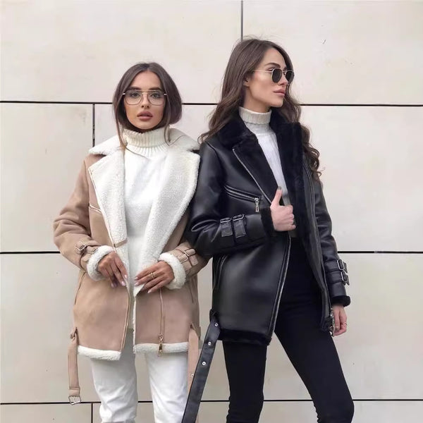 Damen Lederjacke mit kuscheligem Innenfutter WW